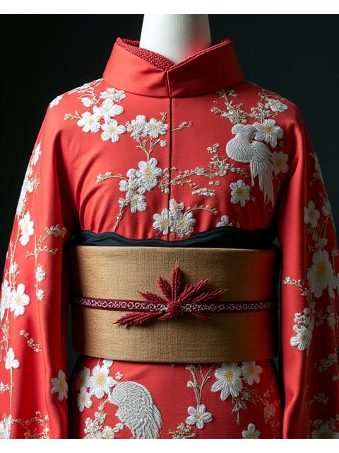 鶴の刺繍が施された振袖